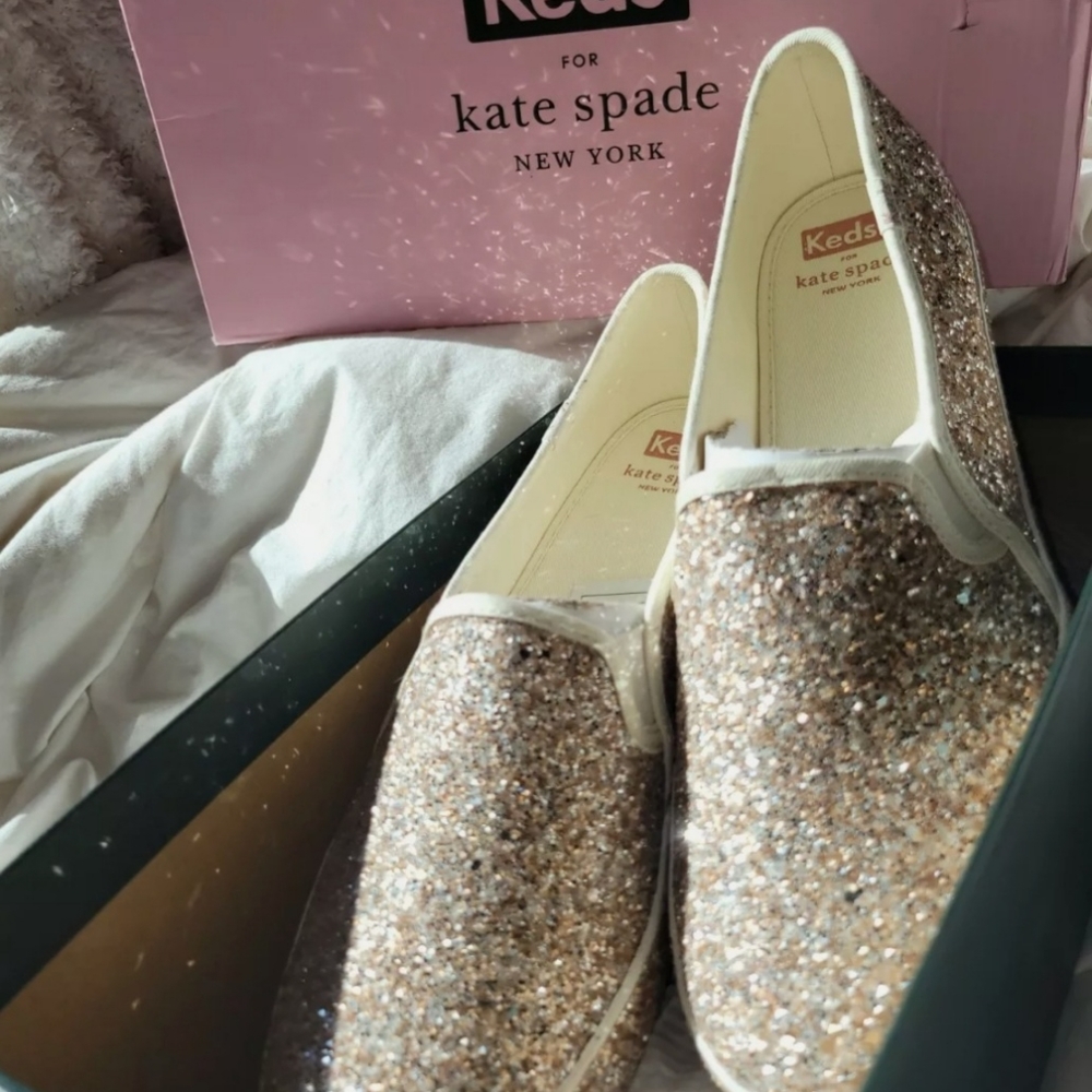 Keds Kate Spade Triple Decker Gold Glitter size 10